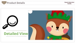 Detailed view of cute Christmas squirrel sticker with winter hat and acorn decor
