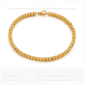 Detail view of 4mm gold stainless steel bead bracelet with 200mm length and lobster clasp