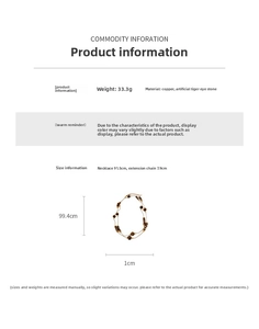 Fiche technique détaillée montrant les dimensions du collier œil de tigre