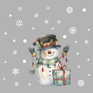 Christmas snowman with gift box wall decal sticker for home holiday decoration