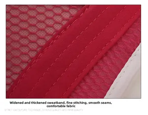 Detail showing red honeycomb mesh fabric and reinforced thickened sweatband on kids sun hat
