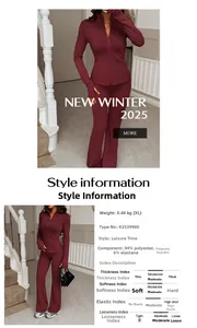 Detail of burgundy two-piece set with zip jacket and flared leggings in soft fabric