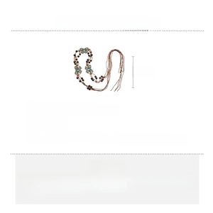 Detail of 181cm bohemian wood bead and alloy butterfly waist chain with hemp rope
