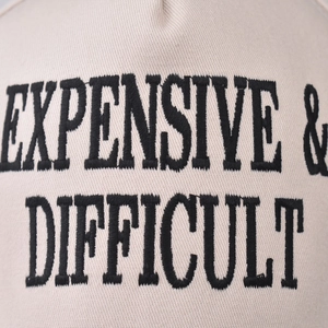Beige cotton baseball cap with high-quality 3D black embroidery Expensive & Difficult