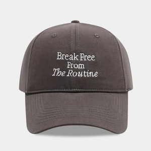 Dark grey baseball cap with white Break Free embroidery and curved brim for casual style