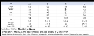 Size chart for women's sequined vest with measurements for length, bust, and waist in CM