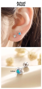 Macro view of 0.45cm titanium steel opal dragon claw stud earring with screw back