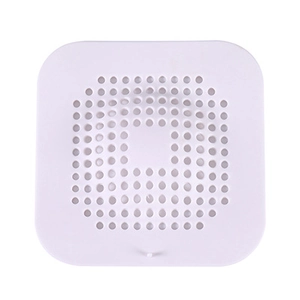 White silicone drain cover with suction cups for bathroom and kitchen sink hair filtering
