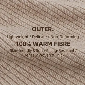 Winter knitted neck warmer in beige ribbed fabric with thick double-layer thermal fiber