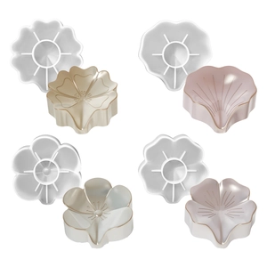 Moules en silicone trèfle et fleurs pour boîtes de rangement en résine et savonnerie