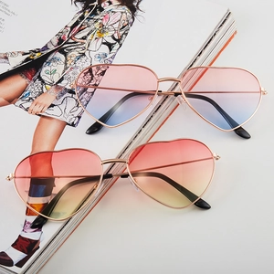Vintage heart shaped metal sunglasses with colorful gradient lenses for stylish women