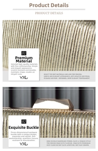 Close-up of golden evening clutch bag featuring pleated fabric texture and polished buckle