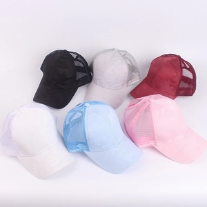 Women's summer ponytail baseball cap with breathable mesh and camouflage print