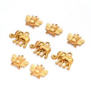 DIY gold stainless steel bee and elephant pendants for necklace and earring jewelry making