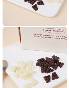 Detailed macro view of miniature dark and white chocolate pieces for DIY crafts