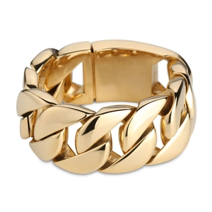 Bold chunky gold plated stainless steel Cuban link bracelet for men in luxury finish