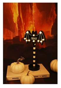 Halloween houten vleermuis LED nachtlampje decoratief accessoire pompoen tafeldecoratie