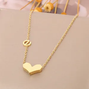 Collier Pendentif Cœur Acier Inoxydable Plaqué Or Forme De Cœur Géométrique Bijoux Chic Minimaliste Femme Cadeau