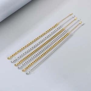 Minimalist stainless steel NK Cuban chain bracelets in gold and silver finishes