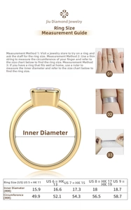 Comprehensive ring size guide with measurement instructions and diameter conversion chart