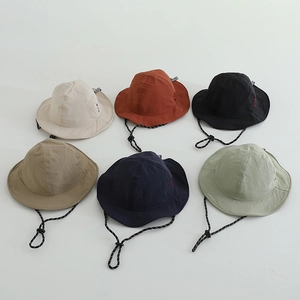 Various quick-dry sun hats for kids in multiple colors with adjustable chin straps