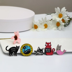 Cartoon Cat Enamel Brooches Alloy Drip Oil Animal Shape Badges Funny Clothing Accessories For Unisex