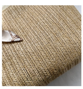 Détail de la texture en paille tressée avec ruban en soie élégant sur le sac à main