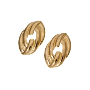 Minimalist twisted oval stud earrings in 18k gold-plated stainless steel for women