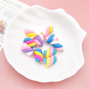 Macaron resin marshmallow pendants in shell dish for DIY jewelry making