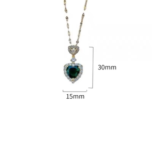 Detailed view showing heart pendant dimensions of 30mm height and 15mm width