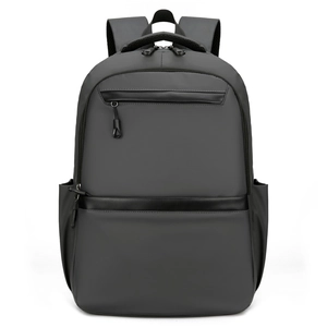 Large business travel backpack in dark grey water-resistant fabric with ergonomic straps