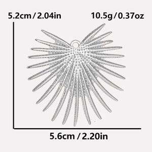 Detailed view of sunburst pendant showing dimensions 5.2x5.6cm and weight 10.5g