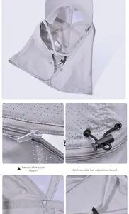 Detail view of quick-dry sun hat showing detachable neck flap and breathable mesh fabric