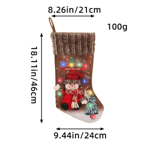 Light-up snowman Christmas stocking dimensions 18.11in height for holiday decoration