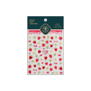 Self-adhesive strawberry and flower nail stickers set in professional packaging