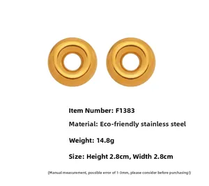Polished 18k gold plated stainless steel hoop earrings measuring 2.8cm in diameter