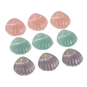 Luminous resin shell charms in pink, mint green and grey for DIY jewelry making