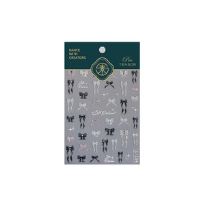 Holographic bow nail stickers with silk texture and starry patterns for DIY manicure