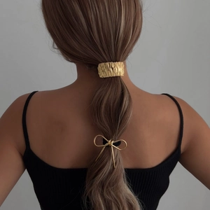 Alloy Metal Bow Knot Irregular Wrinkled Texture Hair Ties Elastic Fashionable Ponytail Holder For Women Trendy Hair Accessories