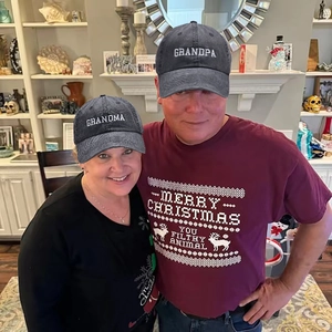 Matching Grandma and Grandpa embroidered washed baseball caps for outdoor sun protection