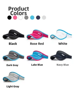 Mesh sun visor hats for sports in seven colors with breathable material and Sport label