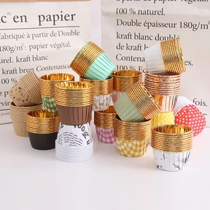 Cupcake Liners Metallic Aluminum Foil Paper Muffin Cups High Temperature Resistant Rolled Edge Baking Cake Wrappers Greaseproof