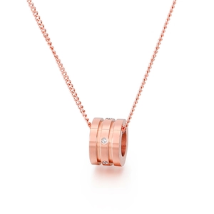 Elegant Stainless Steel Cylinder Pendant Necklace For Women Inlaid Rhinestones Korean Style Rose Gold Clavicle Chain Jewelry Gift