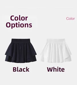 Détail de jupes de sport à taille haute avec double épaisseur en coloris noir et blanc