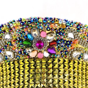 Gold captain hat with colorful rhinestones and studded sequins for party costumes