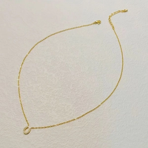 18k gold plated horseshoe U-shaped necklace with micro-pave cubic zirconia accents