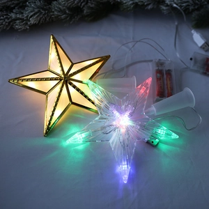 Luminous 3D Christmas star tree topper with warm gold LED and colorful lighting effects
