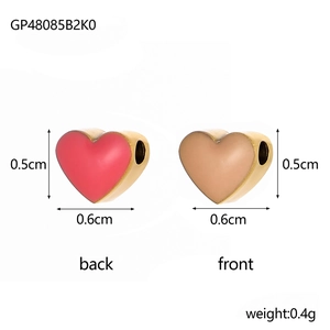 French style stainless steel heart charm pendants in red and khaki for DIY jewelry making