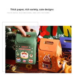 Weihnachtsgeschenk Papiertüten Detailansicht mit niedlichen Mustern und praktischem Tragegriff.
