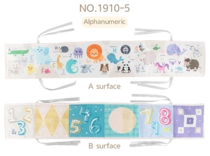 Detailed double-sided baby cloth book with colorful alphabet, animals and numbers
